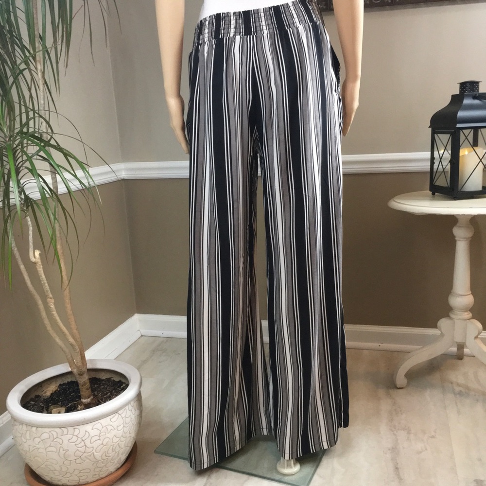 STRETCH  SMOCK WAIST WIDE LEG PANTS with POCKETS - Picture 12 of 15